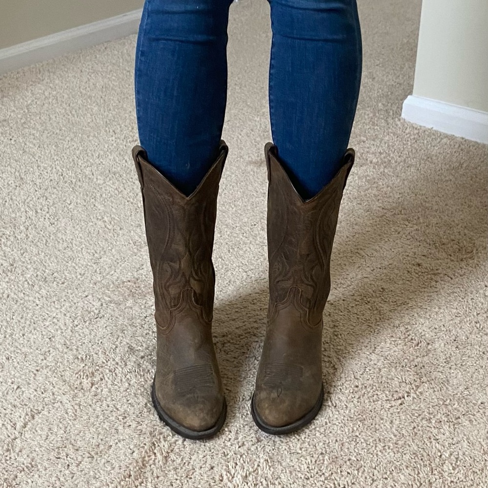 Western Cowgirl Leather Boots, Size 7.5